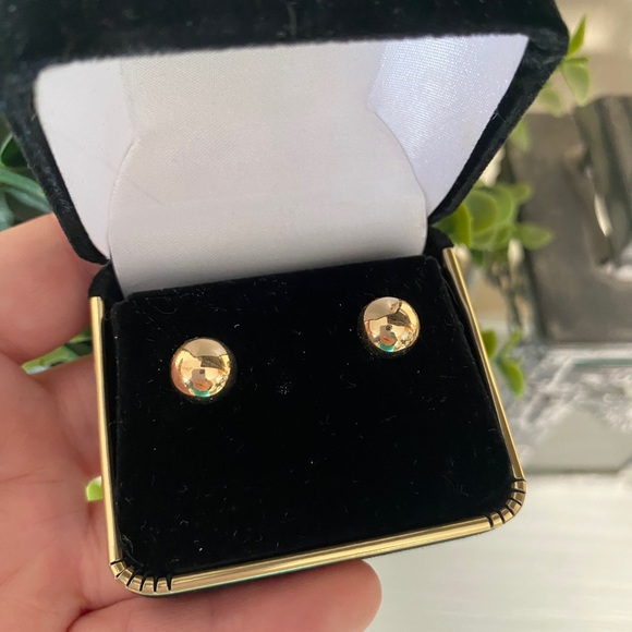 Large 14KT YELLOW GOLD 2.73 MM BALL STUD EARRINGS .9 GRAMS - Picture 5 of 11
